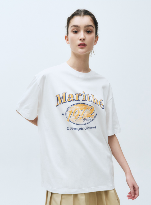 韓國 Marithe Francois Girbaud Women's OVERSIZED ELLIPSE GRAPHIC T-SHIRTS【MF571】