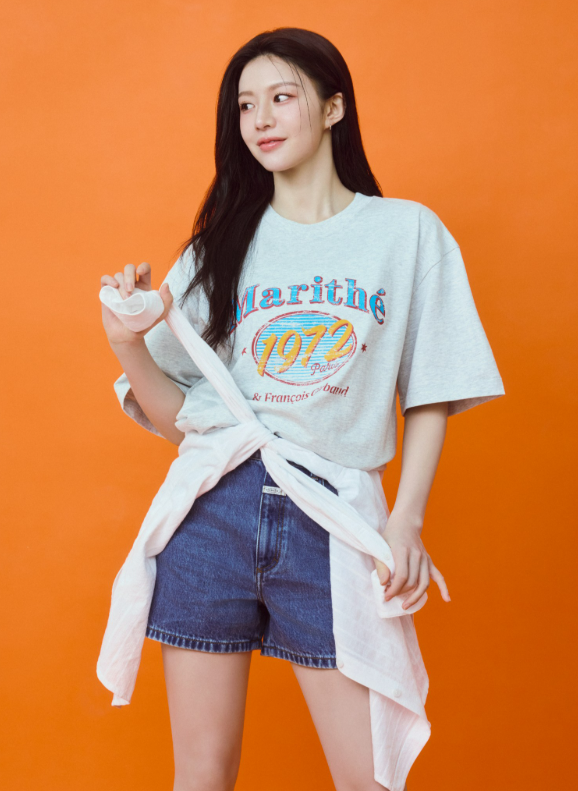 韓國 Marithe Francois Girbaud Women's OVERSIZED ELLIPSE GRAPHIC T-SHIRTS【MF571】