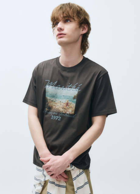 韓國 Marithe Francois Girbaud SUMMER BEACH COLLAGE GRAPHIC HALF T-SHIRTS【MF570】