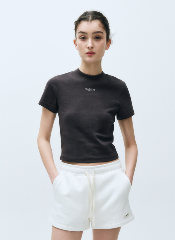 韓國 Marithe Francois Girbaud Women's MOCK NECK CROP T-SHIRTS【MF562】