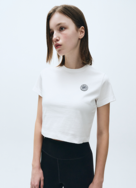 韓國 Marithe Francois Girbaud MOUVEMENT W CIRCLE WAPPEN AEROCOOL CROP T-SHIRT凉感面料【MF491】