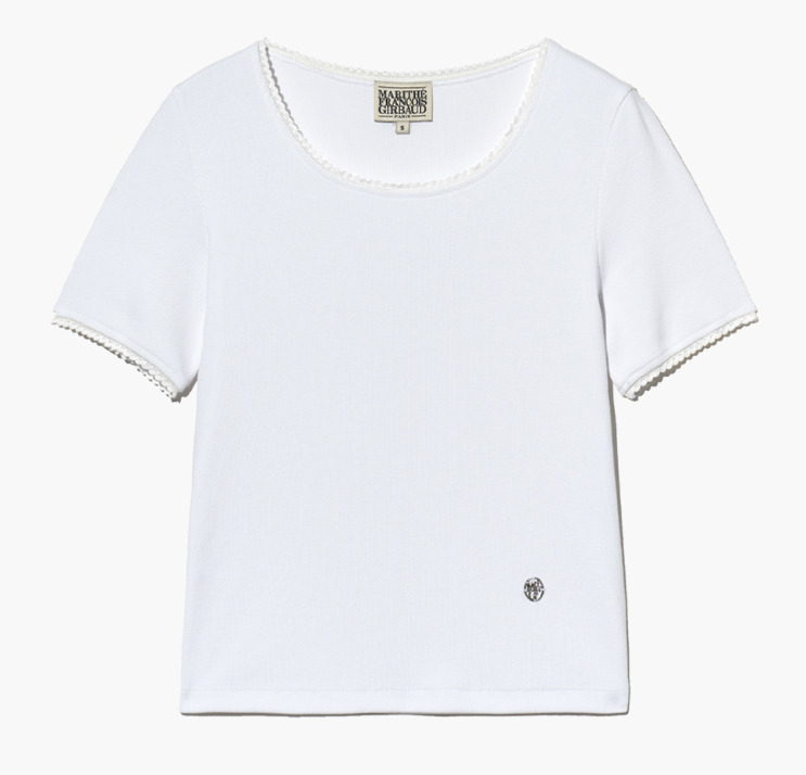 韓國 Marithe Francois Girbaud Women's LACE DETAIL T-SHIRTS【MF565】