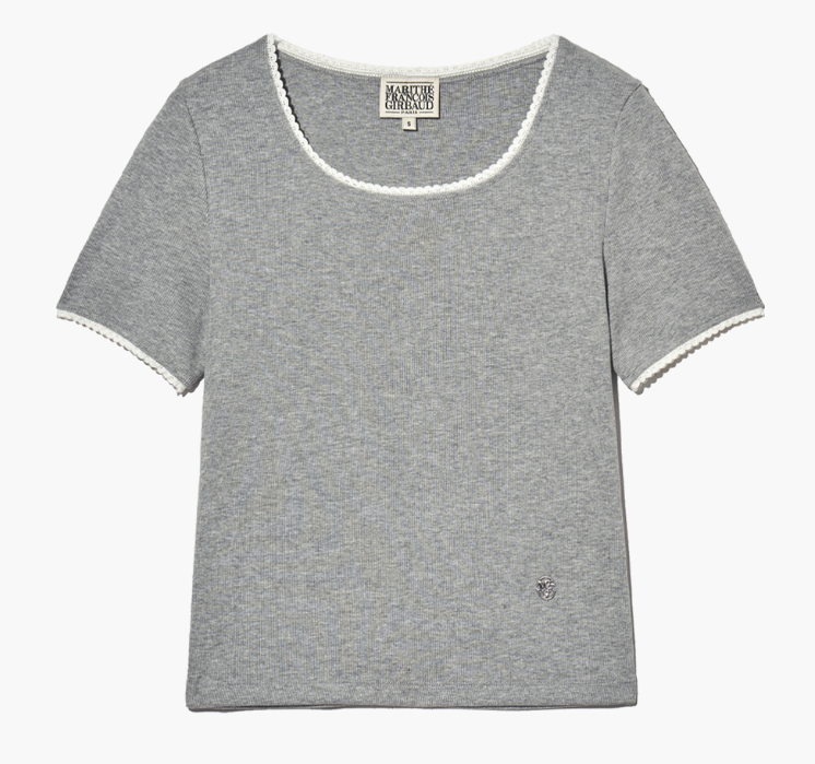 韓國 Marithe Francois Girbaud Women's LACE DETAIL T-SHIRTS【MF565】