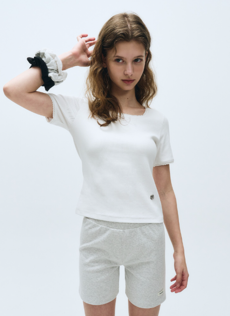 韓國 Marithe Francois Girbaud Women's LACE DETAIL T-SHIRTS【MF565】