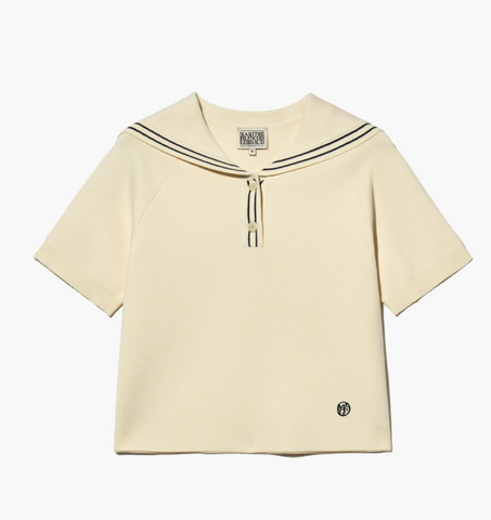 韓國 Marithe Francois Girbaud Women's MARINE SAILOR HALF KNIT【MF477】