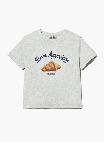 韓國 Marithe Francois Girbaud Women's SLIM FIT BREAD GRAHPIC CROP T-SHIRT【MF490】