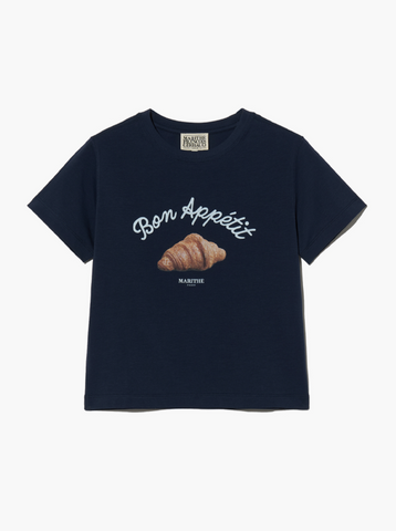 韓國 Marithe Francois Girbaud Women's SLIM FIT BREAD GRAHPIC CROP T-SHIRT【MF490】