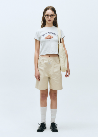 韓國 Marithe Francois Girbaud Women's SLIM FIT BREAD GRAHPIC CROP T-SHIRT【MF490】
