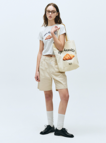 韓國 Marithe Francois Girbaud Women's SLIM FIT BREAD GRAHPIC CROP T-SHIRT【MF490】