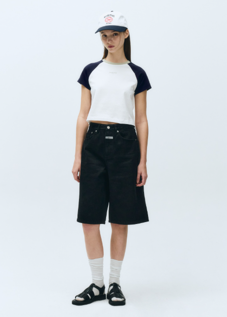 韓國 Marithe Francois Girbaud Women's 2-TONE RAGLAN CROP T-SHIRT【MF489】