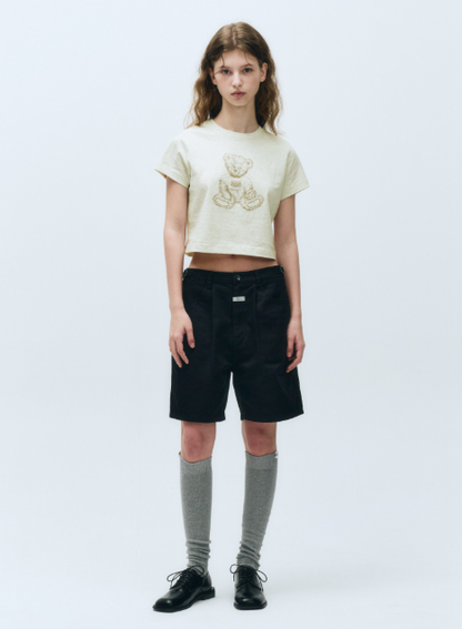 韓國 Marithe Francois Girbaud Bear Crop T-Shirt【MF508】
