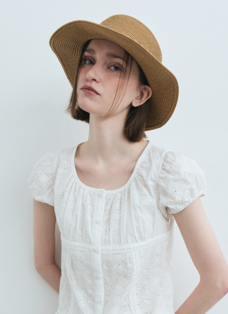 韓國 Marithe Francois Girbaud Women's CIRCLE LOGO RAFFIA HAT【MF584】