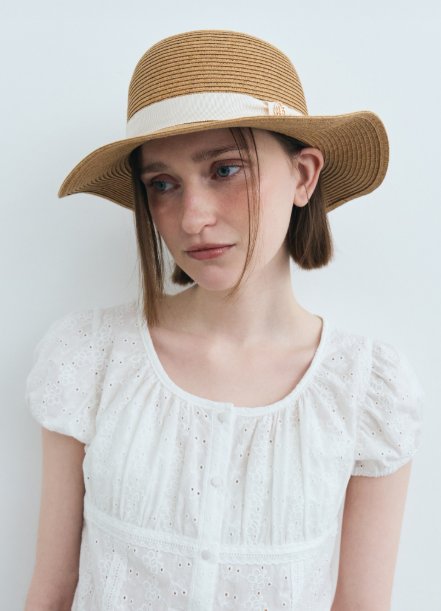 韓國 Marithe Francois Girbaud Women's CIRCLE LOGO RAFFIA HAT【MF584】