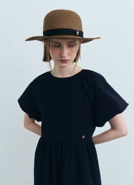 韓國 Marithe Francois Girbaud Women's CIRCLE LOGO RAFFIA HAT【MF584】