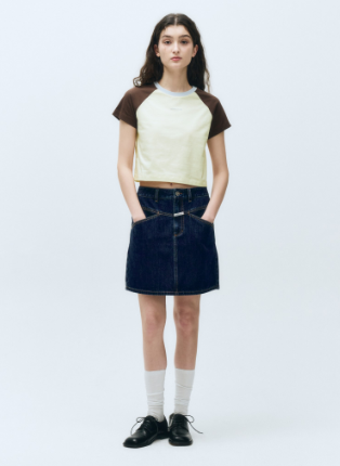 韓國 Marithe Francois Girbaud Women's STRAIGHT DENIM MINI SKIRT【MF483】