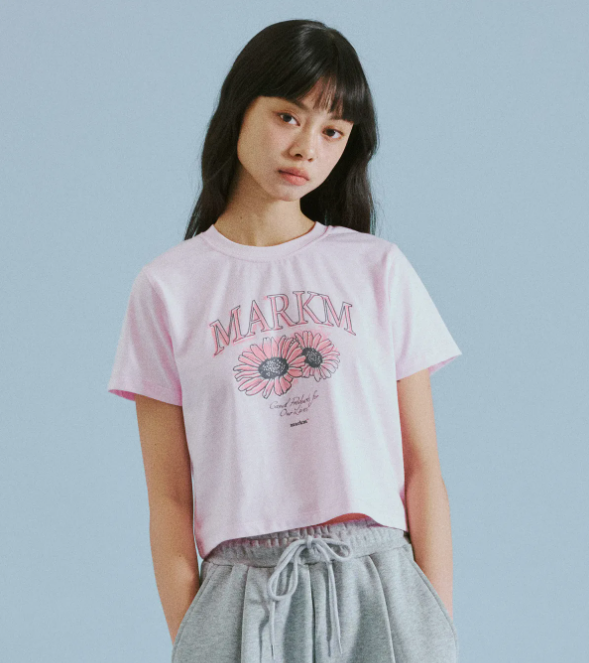 韓國 Markm (W) FLOWER GRAPHIC CROP T-SHIRT【MA142】
