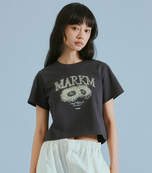 韓國 Markm (W) FLOWER GRAPHIC CROP T-SHIRT【MA142】