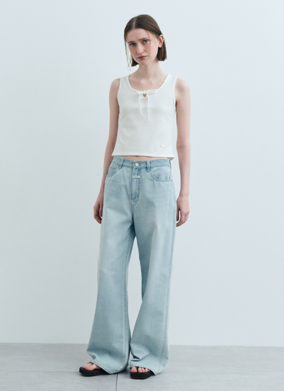 韓國 Marithe Francois Girbaud W CUT-OUT RIBBON CROP SLEEVELESS TEE【MF593】