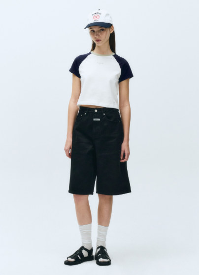 韓國 Marithe Francois Girbaud W LONG BERMUDA DENIM PANTS【MF597】