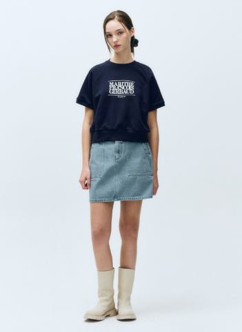 韓國 Marithe Francois Girbaud Women's CLASSIC LOGO HALF SWEATSHIRT【MF473】