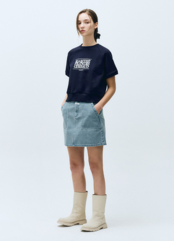 韓國 Marithe Francois Girbaud Women's CLASSIC LOGO HALF SWEATSHIRT【MF473】