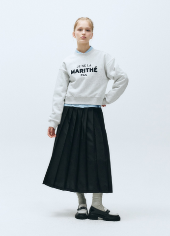 韓國 Marithe Francois Girbaud W APPLIQUE LOGO CROP SWEATSHIRT【MF325】