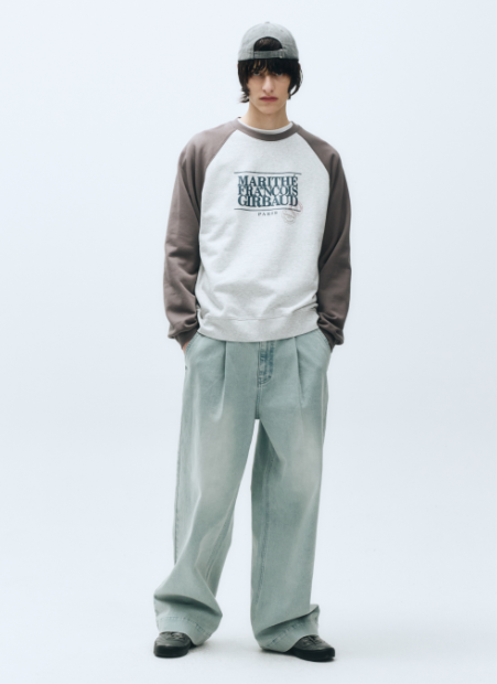 韓國 Marithe Francois Girbaud CLASSIC LOGO COLOR BLOCK RAGLAN SWEATSHIRT 【MF298】