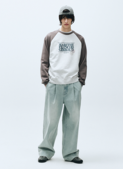 韓國 Marithe Francois Girbaud CLASSIC LOGO COLOR BLOCK RAGLAN SWEATSHIRT 【MF298】