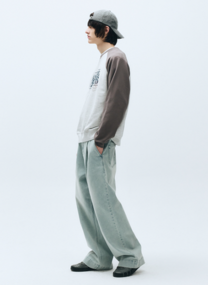 韓國 Marithe Francois Girbaud CLASSIC LOGO COLOR BLOCK RAGLAN SWEATSHIRT 【MF298】