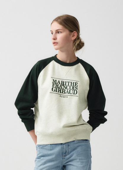 韓國 Marithe Francois Girbaud CLASSIC LOGO COLOR BLOCK RAGLAN SWEATSHIRT【MF117】