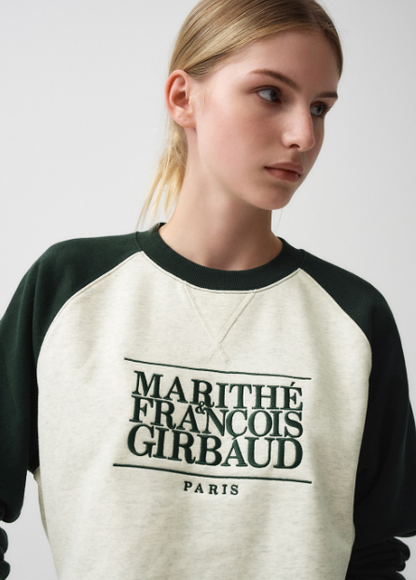 韓國 Marithe Francois Girbaud CLASSIC LOGO COLOR BLOCK RAGLAN SWEATSHIRT【MF117】