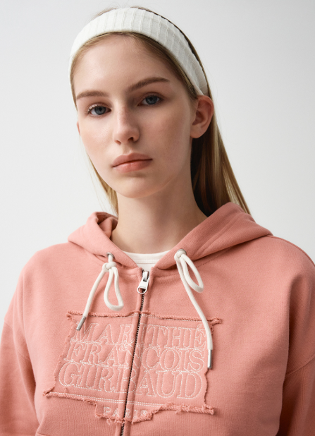 韓國 Marithe Francois Girbaud W CLASSIC LOGO CROP HOODIE ZIPUP 【MF018】
