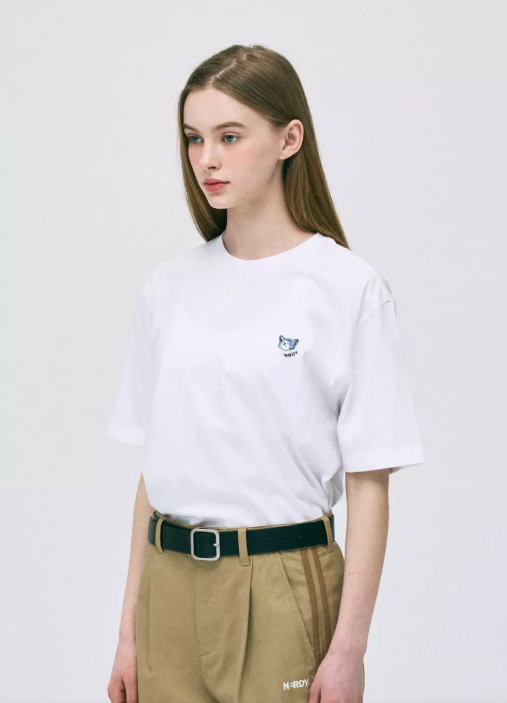 韓國 Nerdy SLEEPING CAT WAPPEN S/S T-SHIRT【NY222】