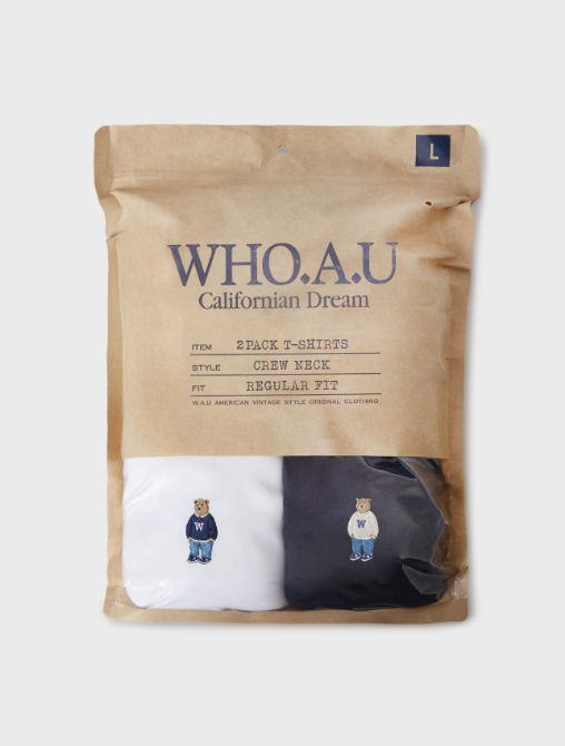 韓國 Who.A.U (2PACK)Steve PQ Collar T-shirt【WA175】