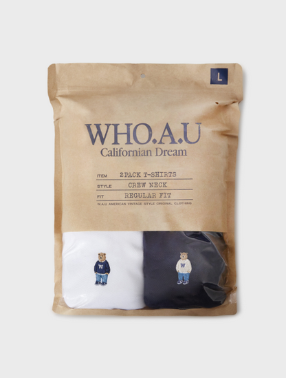 韓國 Who.A.U (2PACK)Steve PQ Collar T-shirt【WA175】