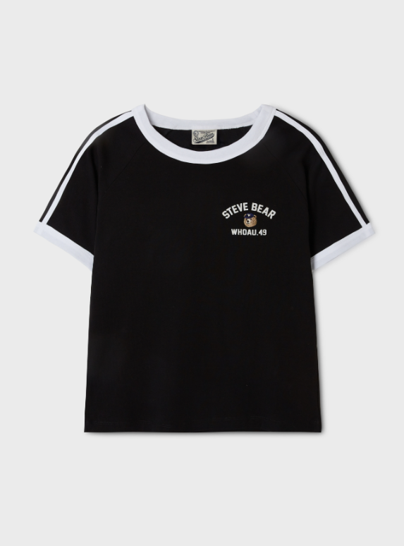 韓國 Who.A.U Steve Track Line Ringer T-shirt【WA172】