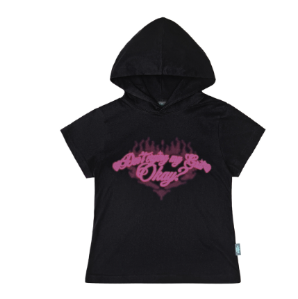 韓國 Video Jockey Burning Heart Hoodie T-Shirt【VJ074】