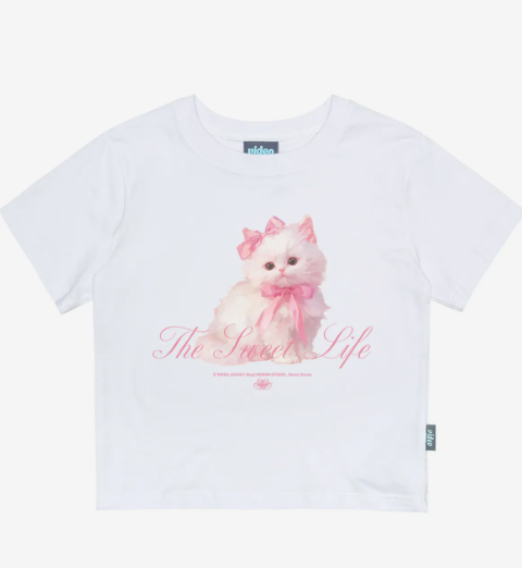 韓國 Video Jockey Sweet Cat Crop T-Shirt【VJ069】