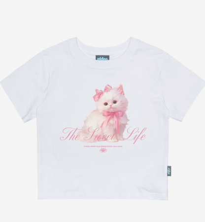 韓國 Video Jockey Sweet Cat Crop T-Shirt【VJ069】