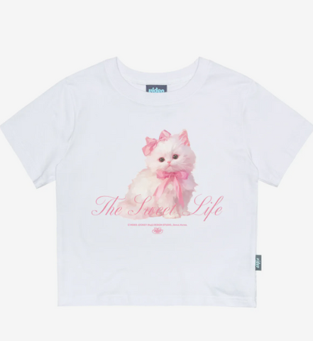 韓國 Video Jockey Sweet Cat Crop T-Shirt【VJ069】