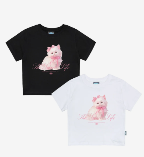 韓國 Video Jockey Sweet Cat Crop T-Shirt【VJ069】