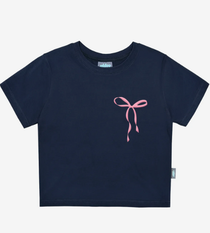 韓國 Video Jockey Small Ribbon Crop T-Shirt【VJ068】
