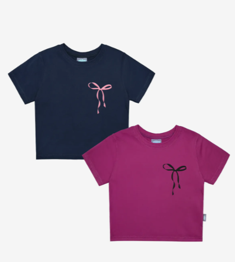 韓國 Video Jockey Small Ribbon Crop T-Shirt【VJ068】