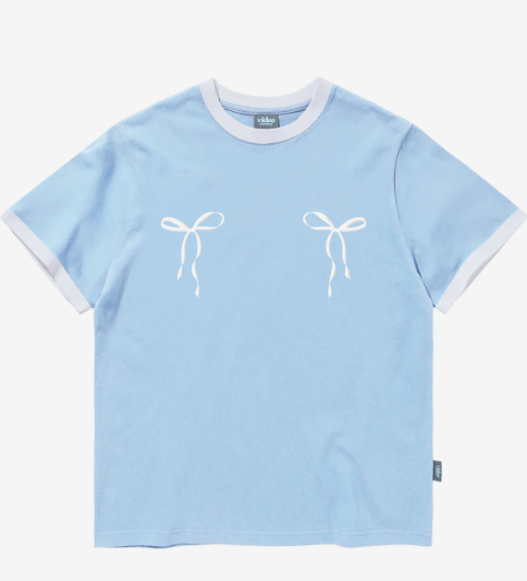 韓國 Video Jockey Twin Ribbon Ringer T-Shirt【VJ057】