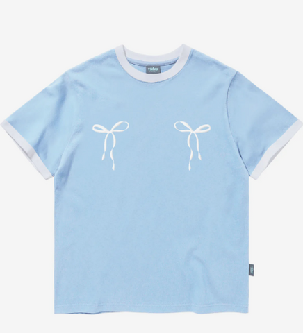 韓國 Video Jockey Twin Ribbon Ringer T-Shirt【VJ057】