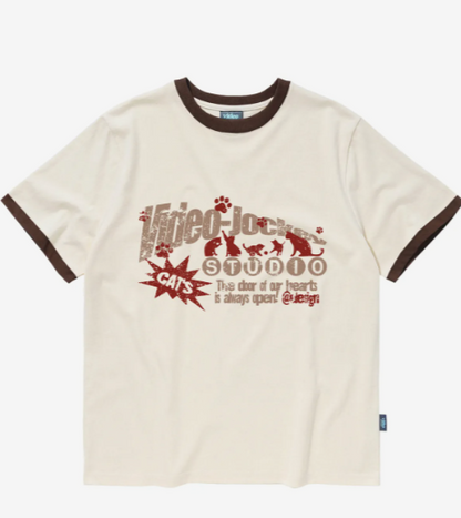 韓國 Video Jockey Cat Moida Ringer T-shirt【VJ056】