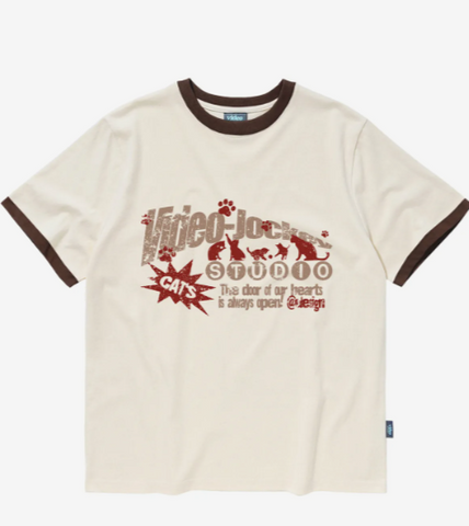 韓國 Video Jockey Cat Moida Ringer T-shirt【VJ056】