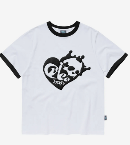 韓國 Video Jockey The skull is actually a cat ringer T-shirt【VJ054】