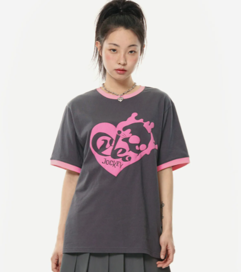 韓國 Video Jockey The skull is actually a cat ringer T-shirt【VJ054】