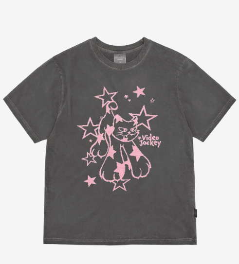 韓國 Video Jockey Pigment Star Cat T-Shirt【VJ050】